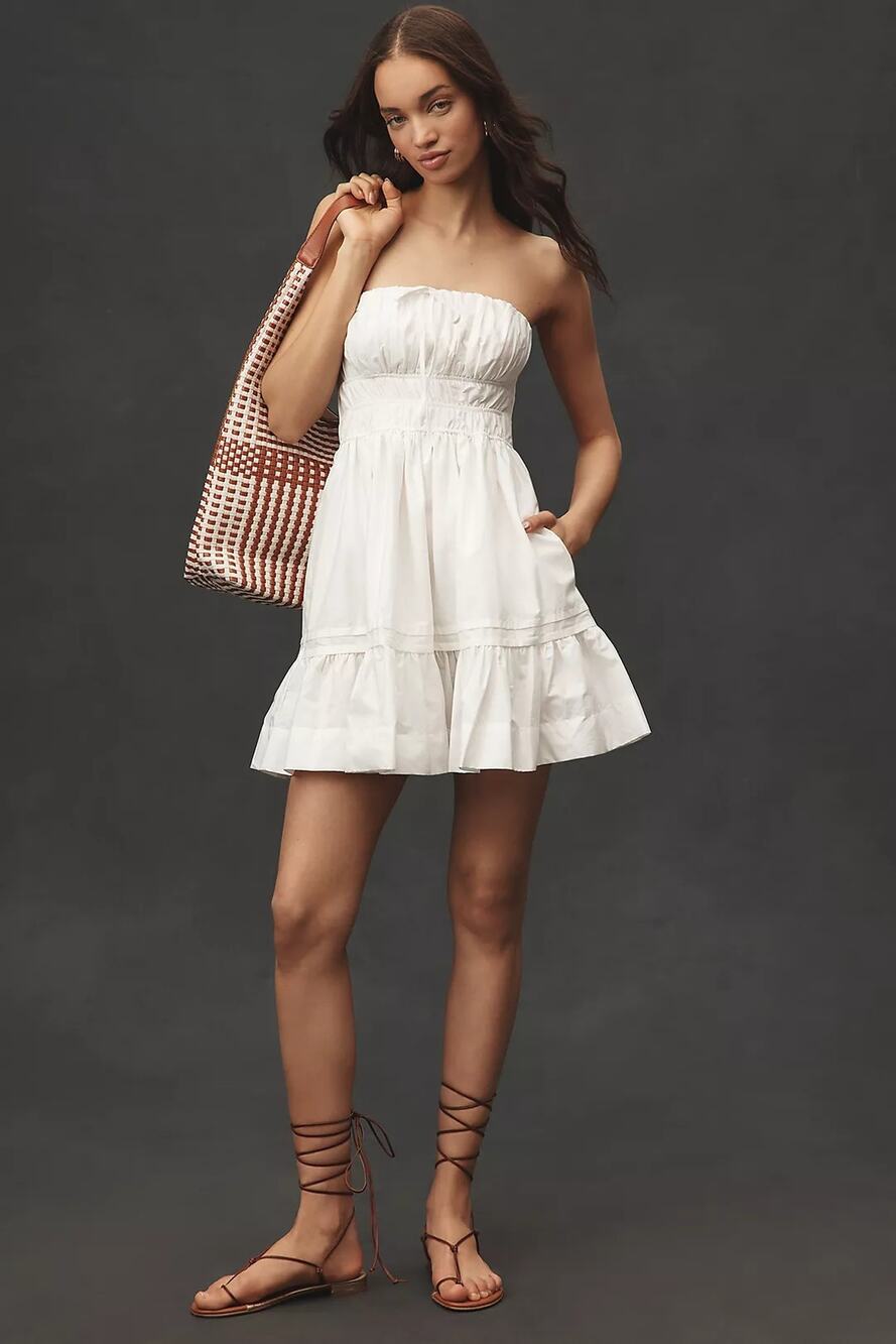 New Anthropologie The Somerset Strapless Mini Dress $148 X-LARGE White